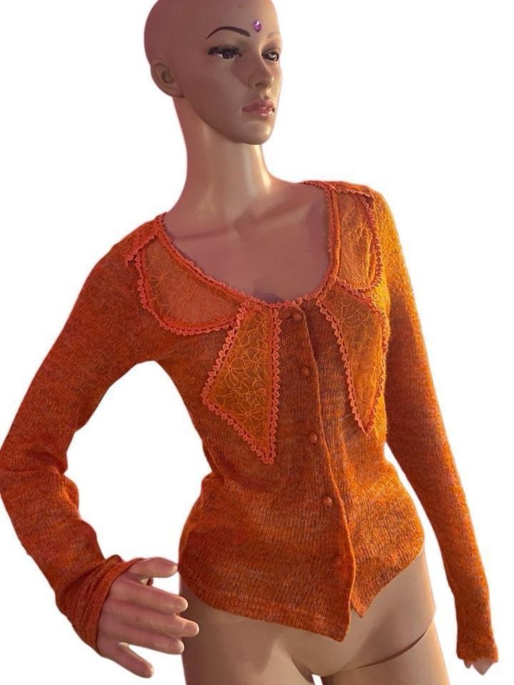 orange knit cardigan
